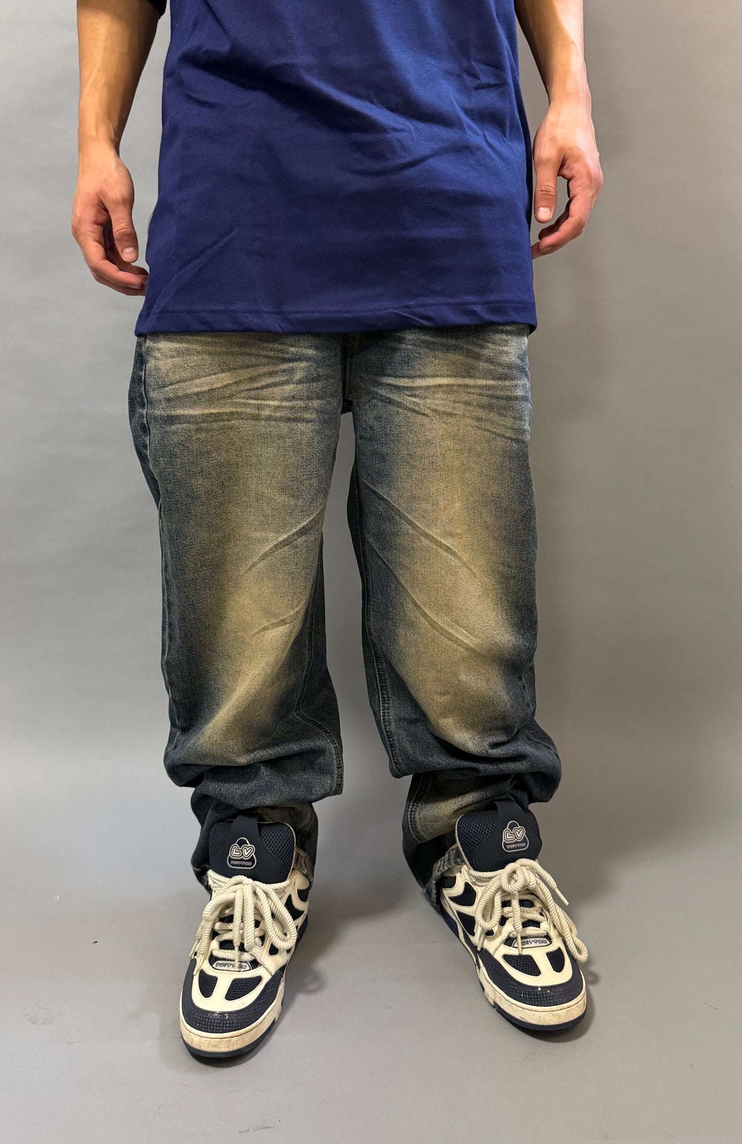 Jeans Baggy Grigio Slavato