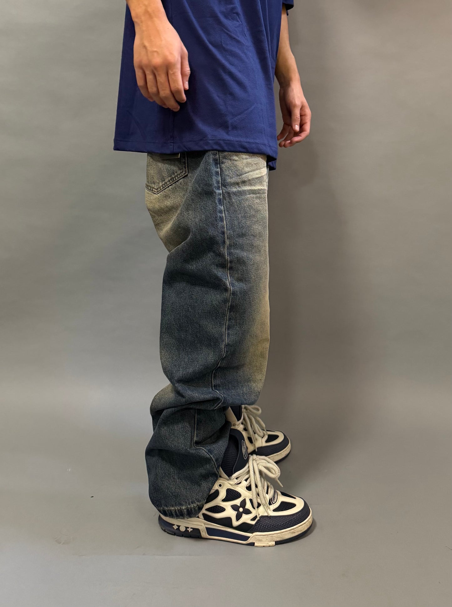 Jeans Baggy Grigio Slavato