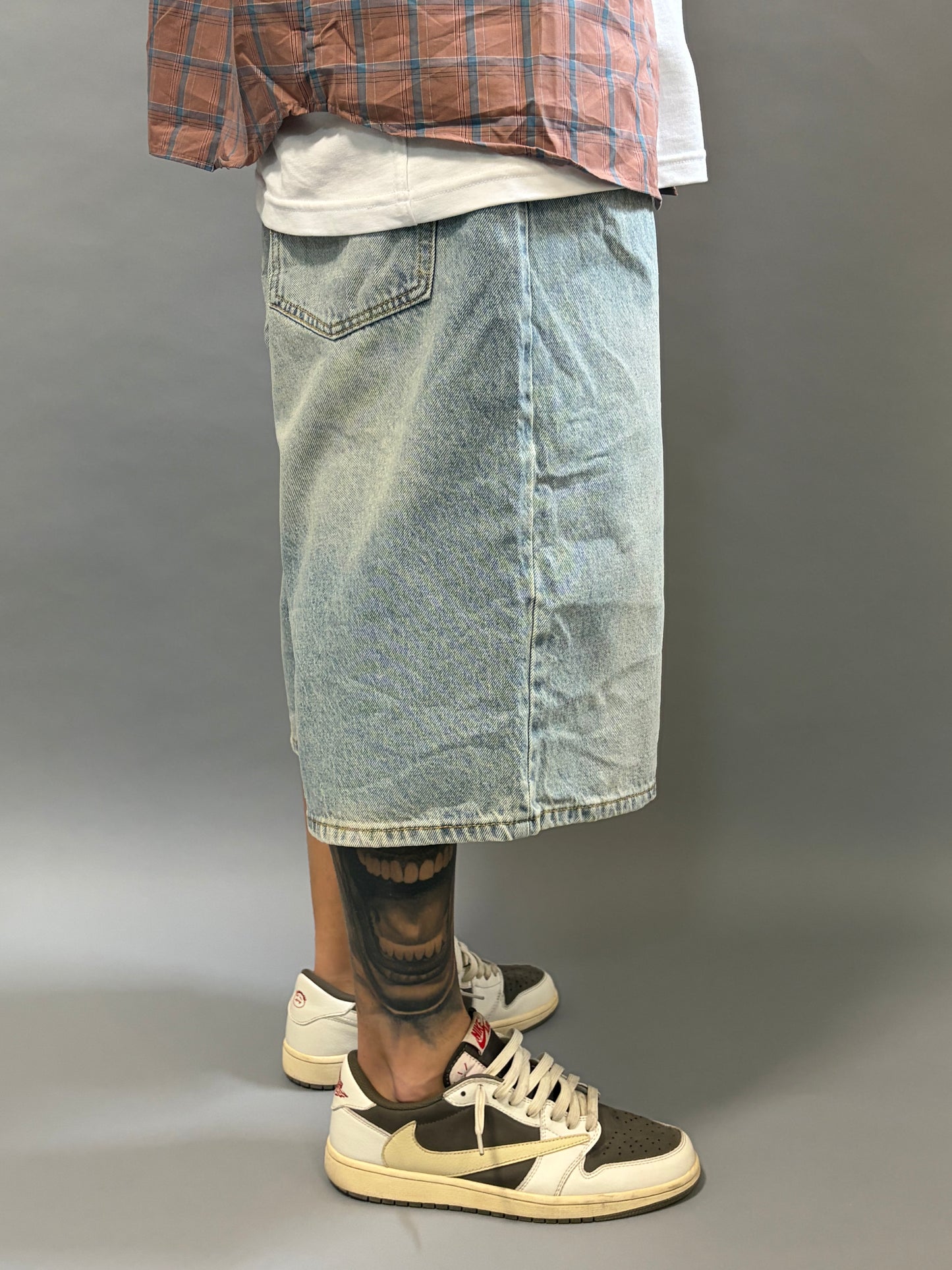 Bermuda Jeans Balloon Fit Denim Chiaro