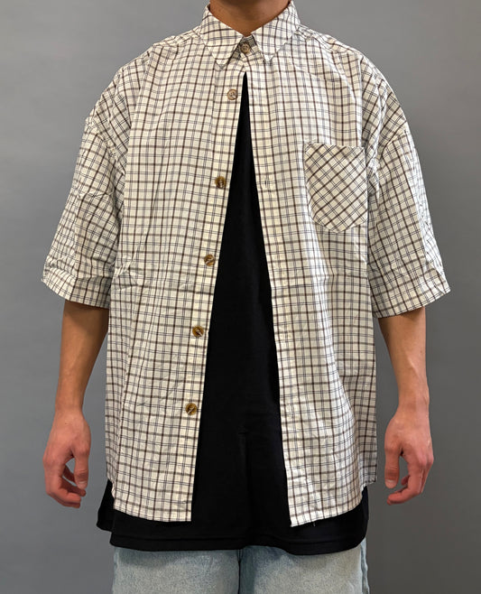 Camicia Over a Quadri Bianca Manica Corta