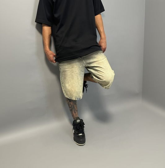 Jeans corto sfumato da uomo – Nero e Beige