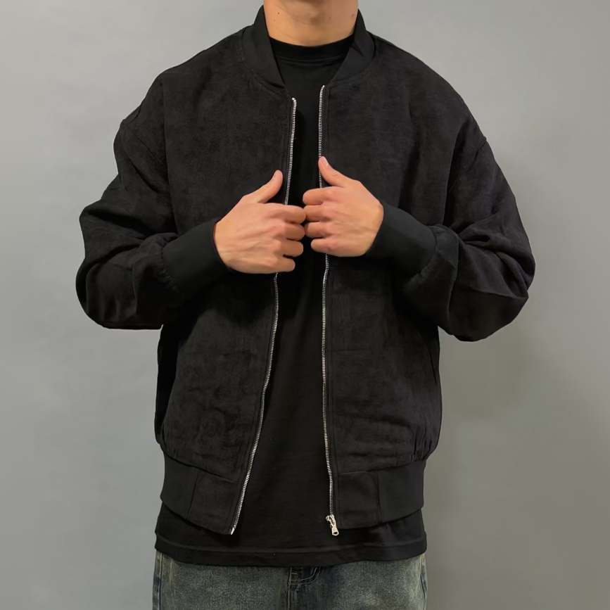 Black Oversized Bomber Jacket