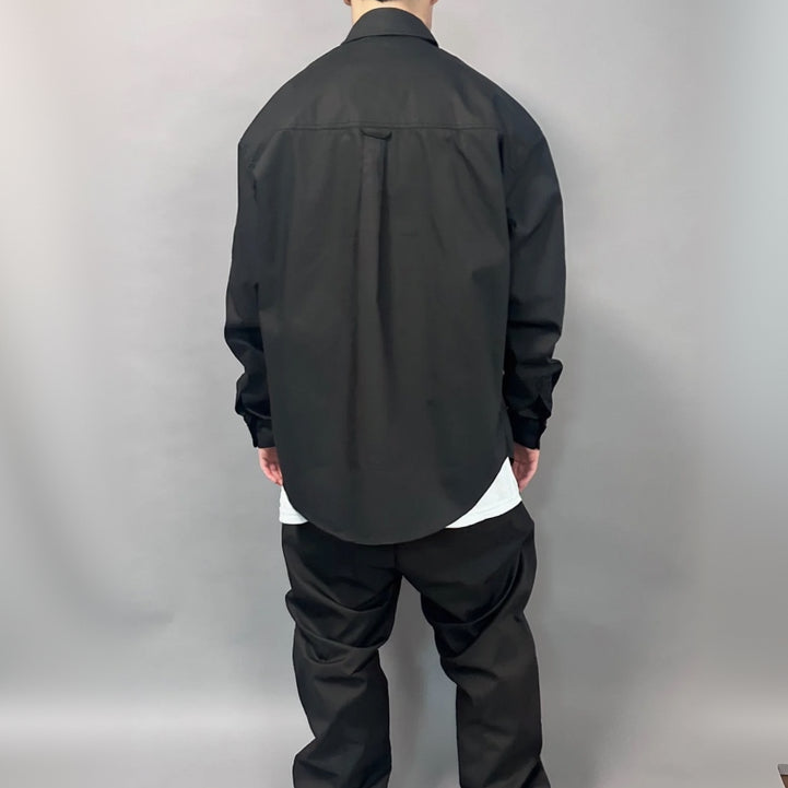 Camicia over nera tinta unita streetwear - FCS Store