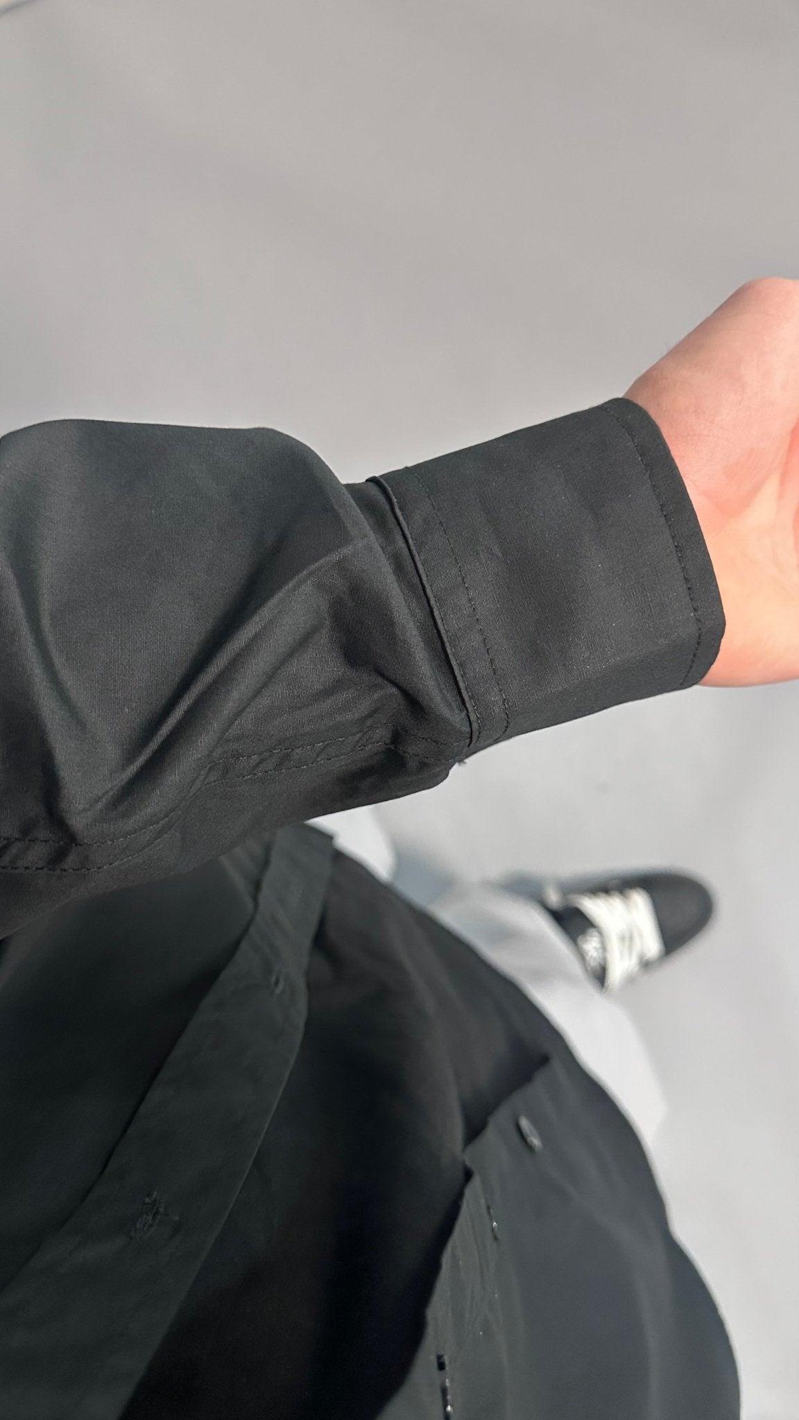 Camicia over nera tinta unita streetwear - FCS Store