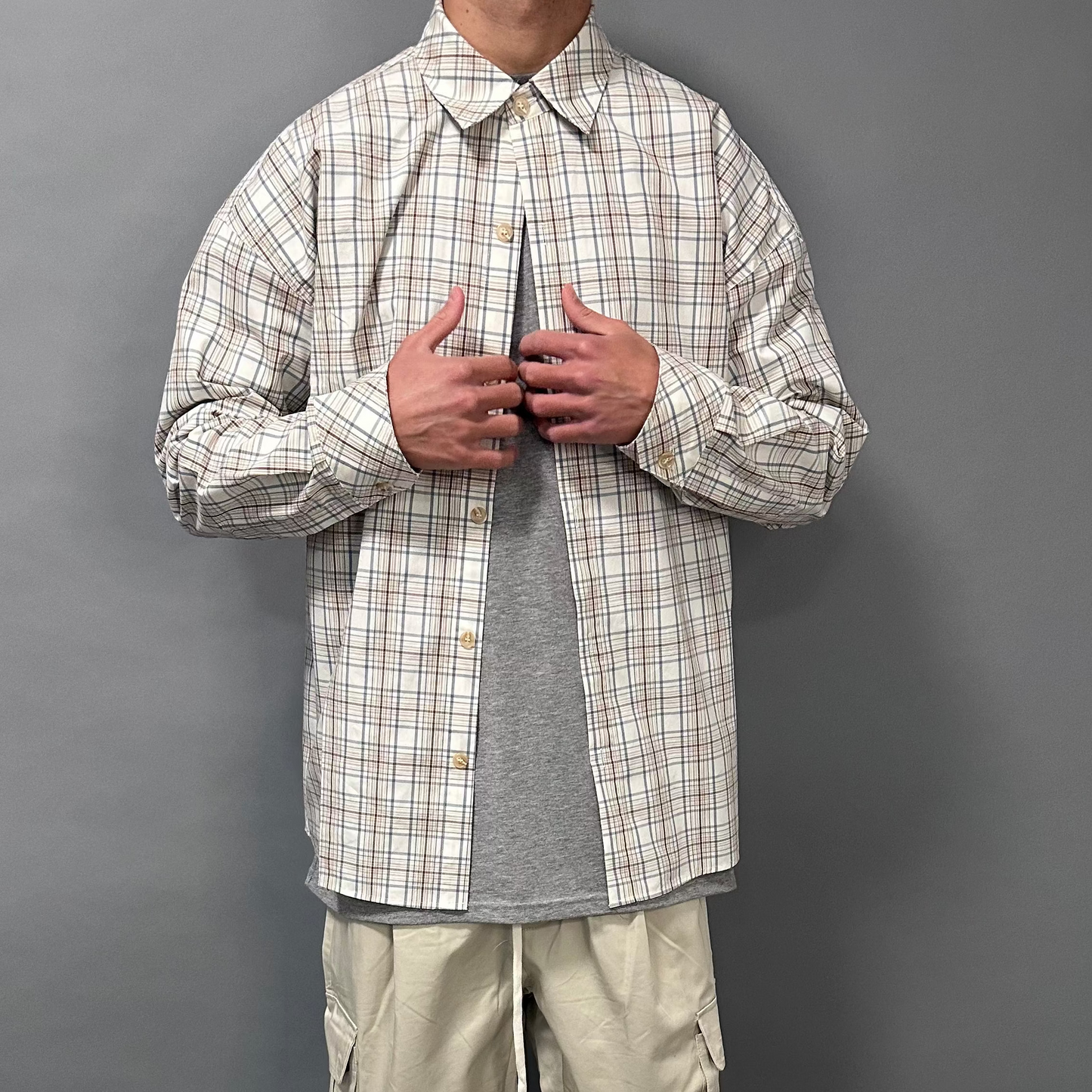 Camicia Over Bianca a Quadri