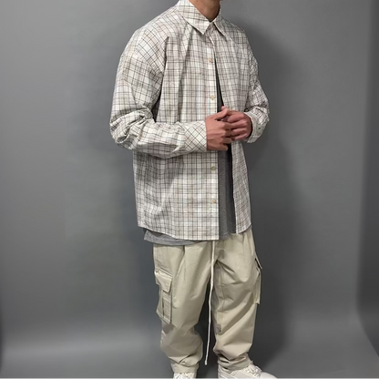 Camicia Over Bianca a Quadri