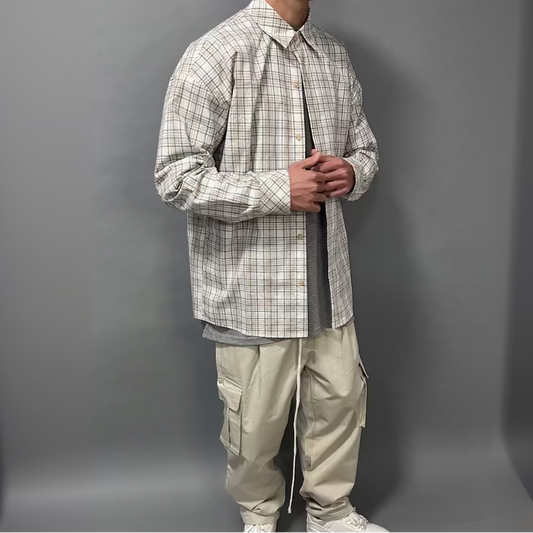 Camicia Over Bianca a Quadri