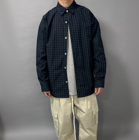 Camicia Over Blu con Dettagli Verdi