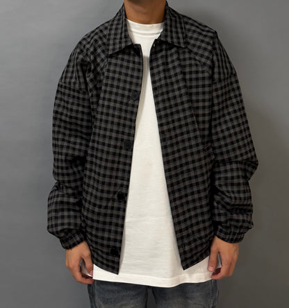 Giacca Oversize a Quadri con Bottoni