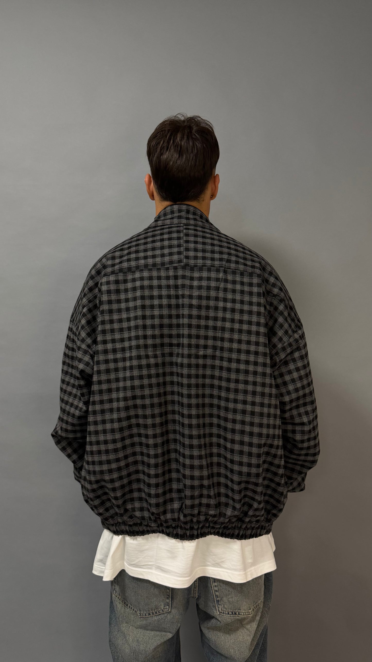Giacca Oversize a Quadri con Bottoni