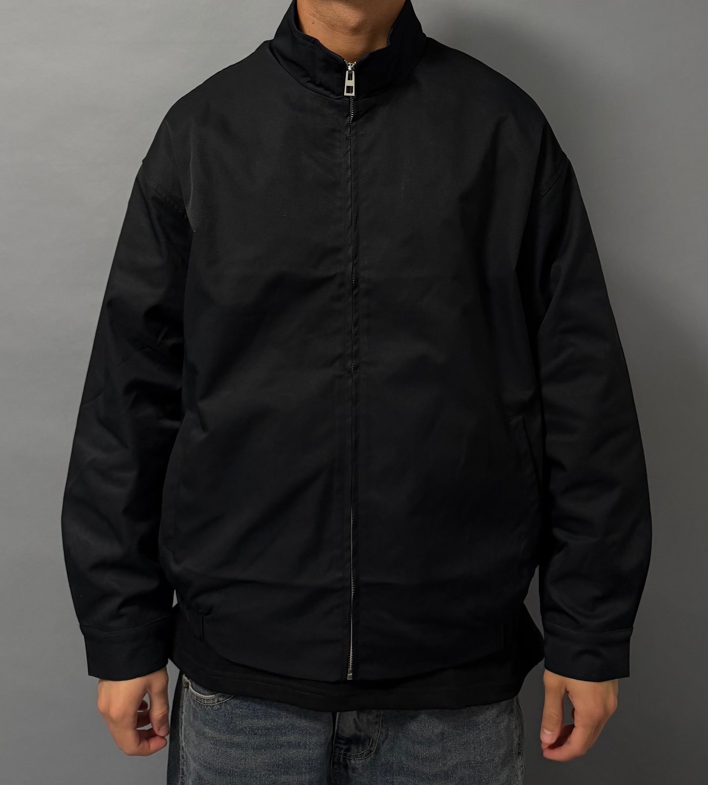 Giacca Oversize Nera con Zip