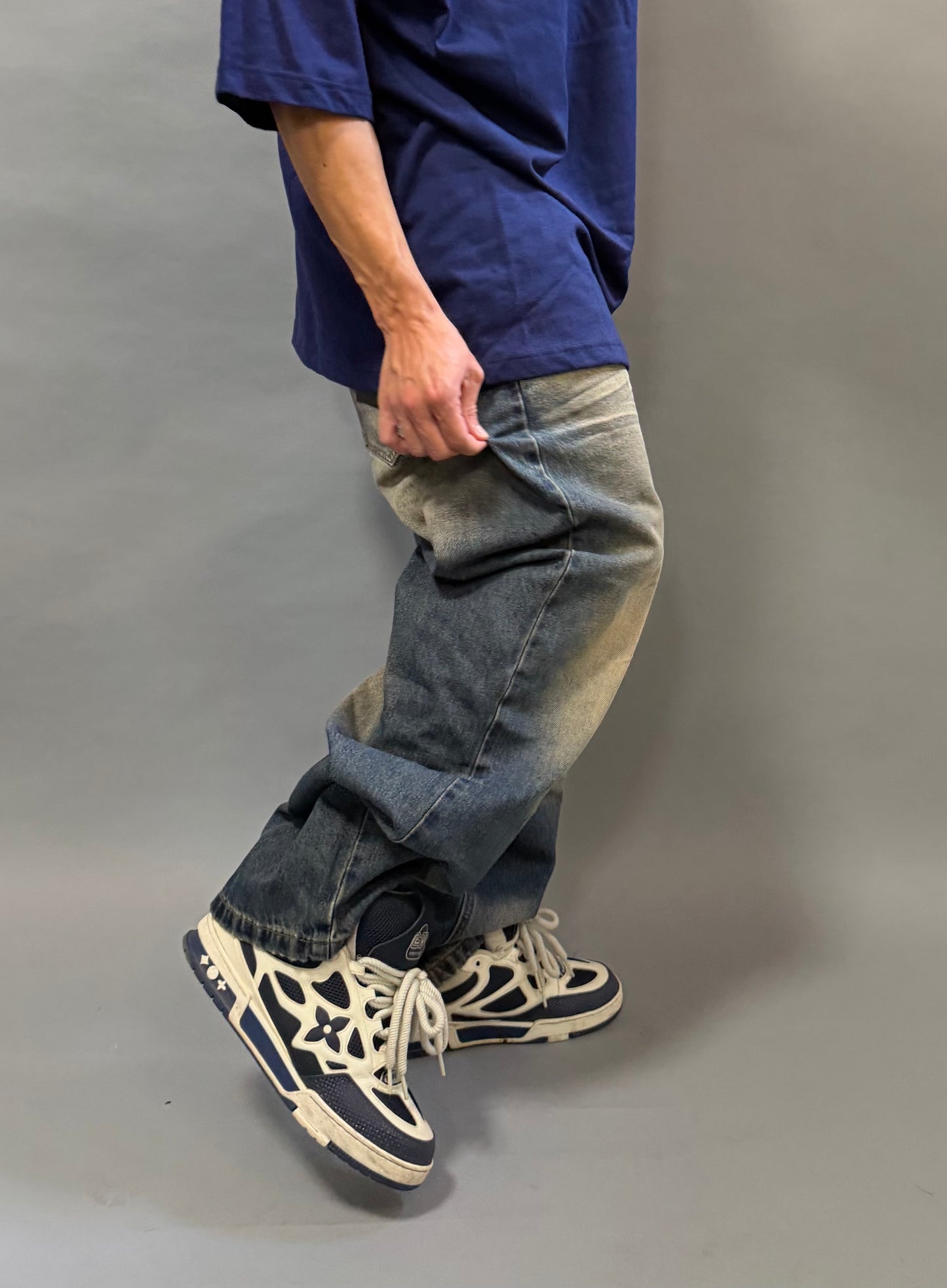 Jeans Baggy Grigio Slavato