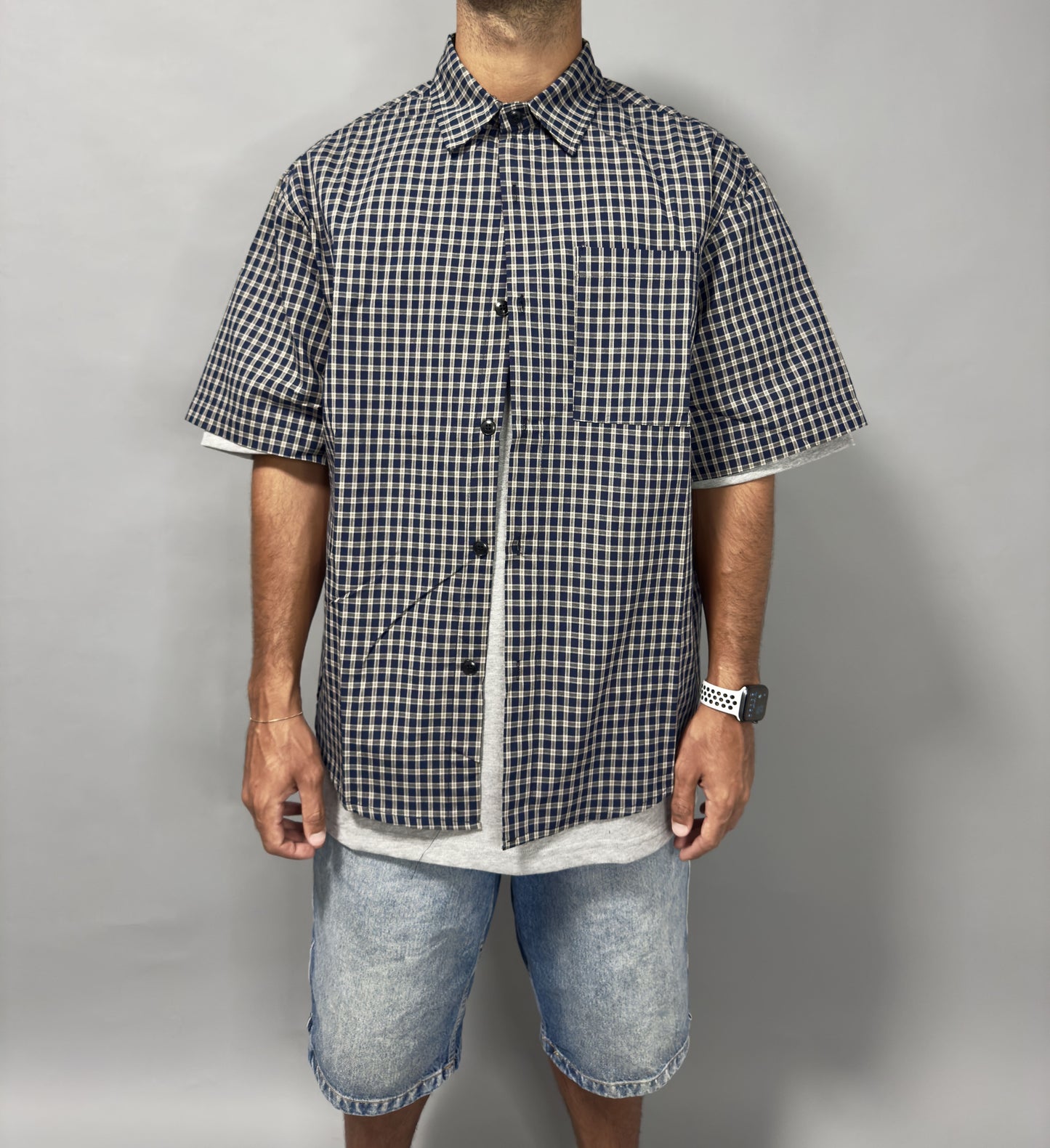 Camicia Over a Scacchi – Blu/Grigio – S-XL