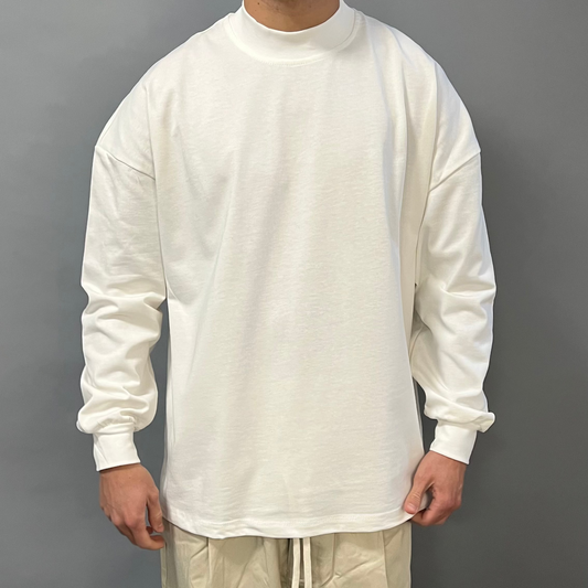 T-Shirt Over Manica Lunga Bianca con Polsino