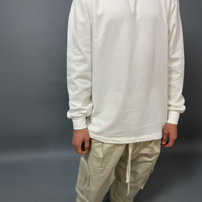 T-Shirt Over Manica Lunga Bianca con Polsino