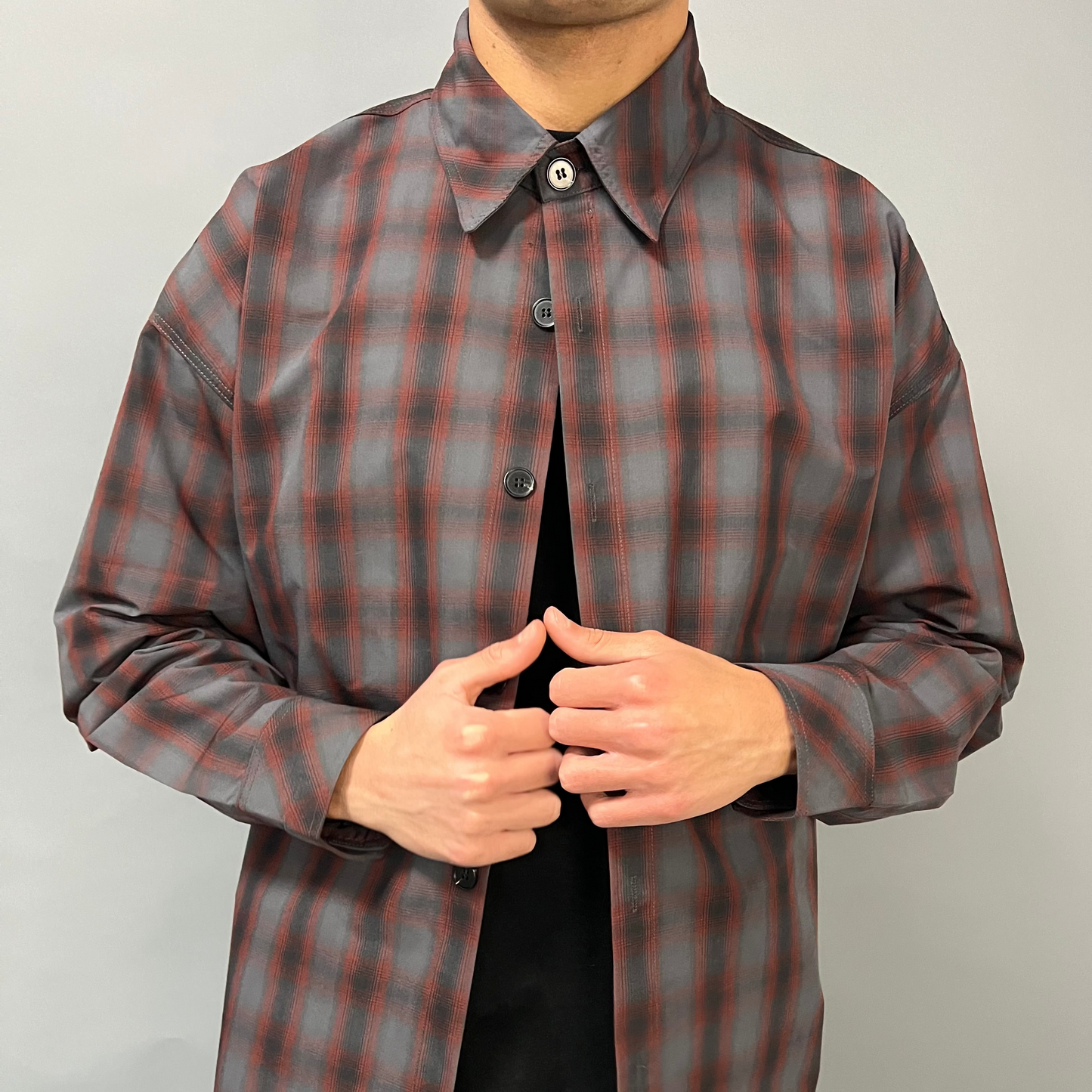 Camicia Nera Over Premium a Quadri Dark