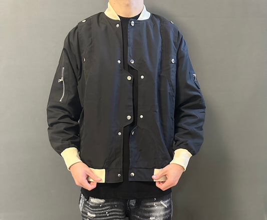 Bomber Bottonato Nero Beige – Eleganza e Comfort