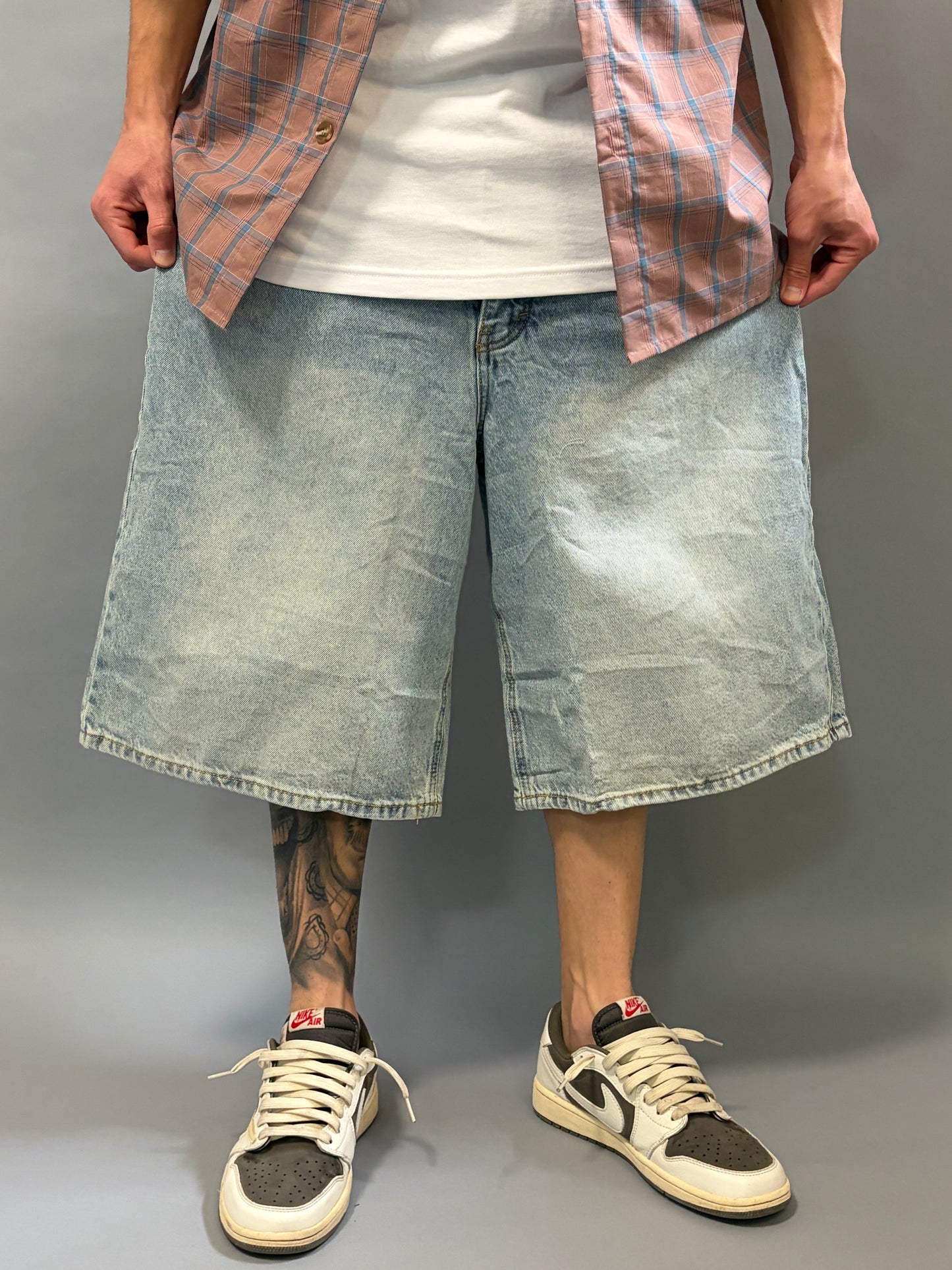 Bermuda Jeans Balloon Fit Denim Chiaro