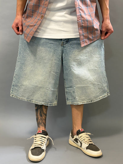 Bermuda Jeans Balloon Fit Denim Chiaro