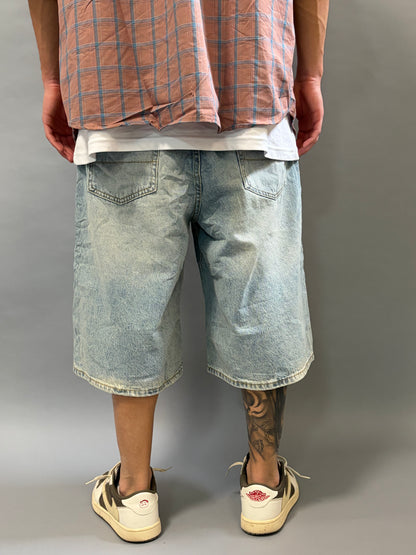 Bermuda Jeans Balloon Fit Denim Chiaro