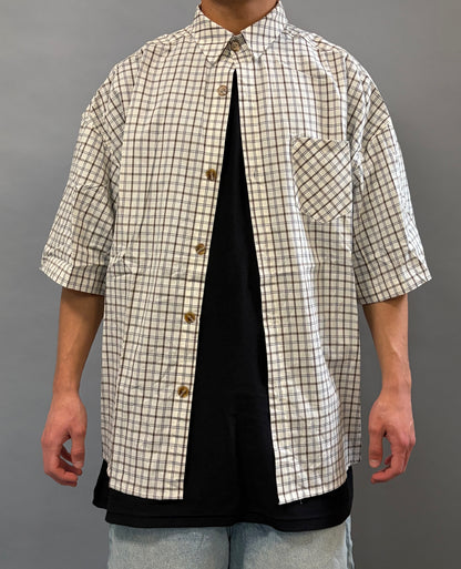 Camicia Over a Quadri Bianca Manica Corta