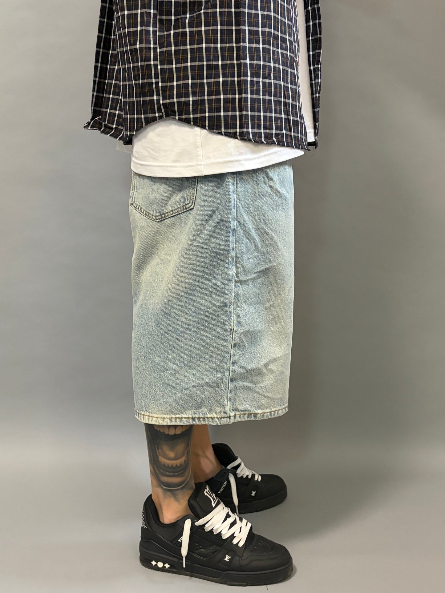 Bermuda Jeans Balloon Fit Denim Chiaro
