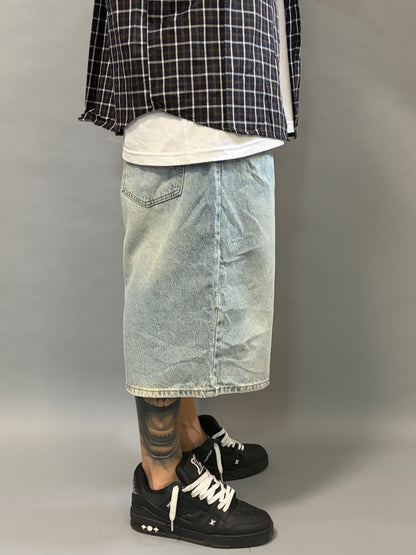 Bermuda Jeans Balloon Fit Denim Chiaro