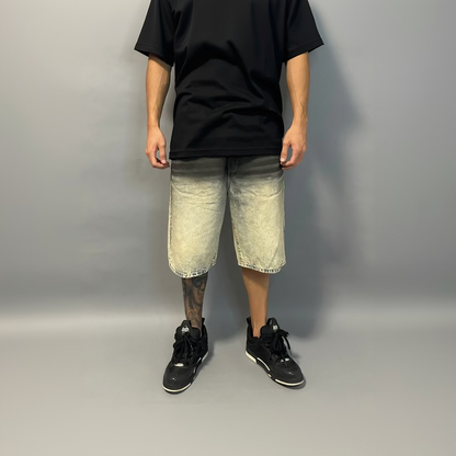 Jeans corto sfumato da uomo – Nero e Beige