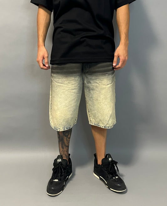 Jeans corto sfumato da uomo – Nero e Beige