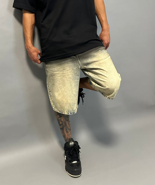 Jeans corto sfumato da uomo – Nero e Beige