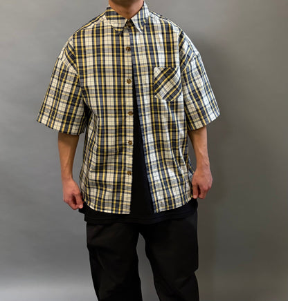 Camicia Over a Quadri Gialla Manica Corta streetwear - FCS Store