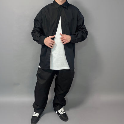 Camicia over nera tinta unita streetwear - FCS Store