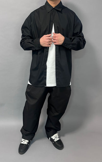 Camicia over nera tinta unita streetwear - FCS Store