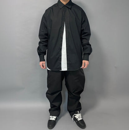 Camicia over nera tinta unita streetwear - FCS Store