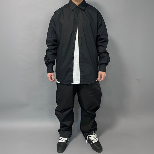 Camicia over nera tinta unita streetwear - FCS Store