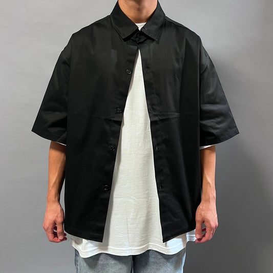 Camicia Oversize Nera Tinta Unita streetwear - FCS Store
