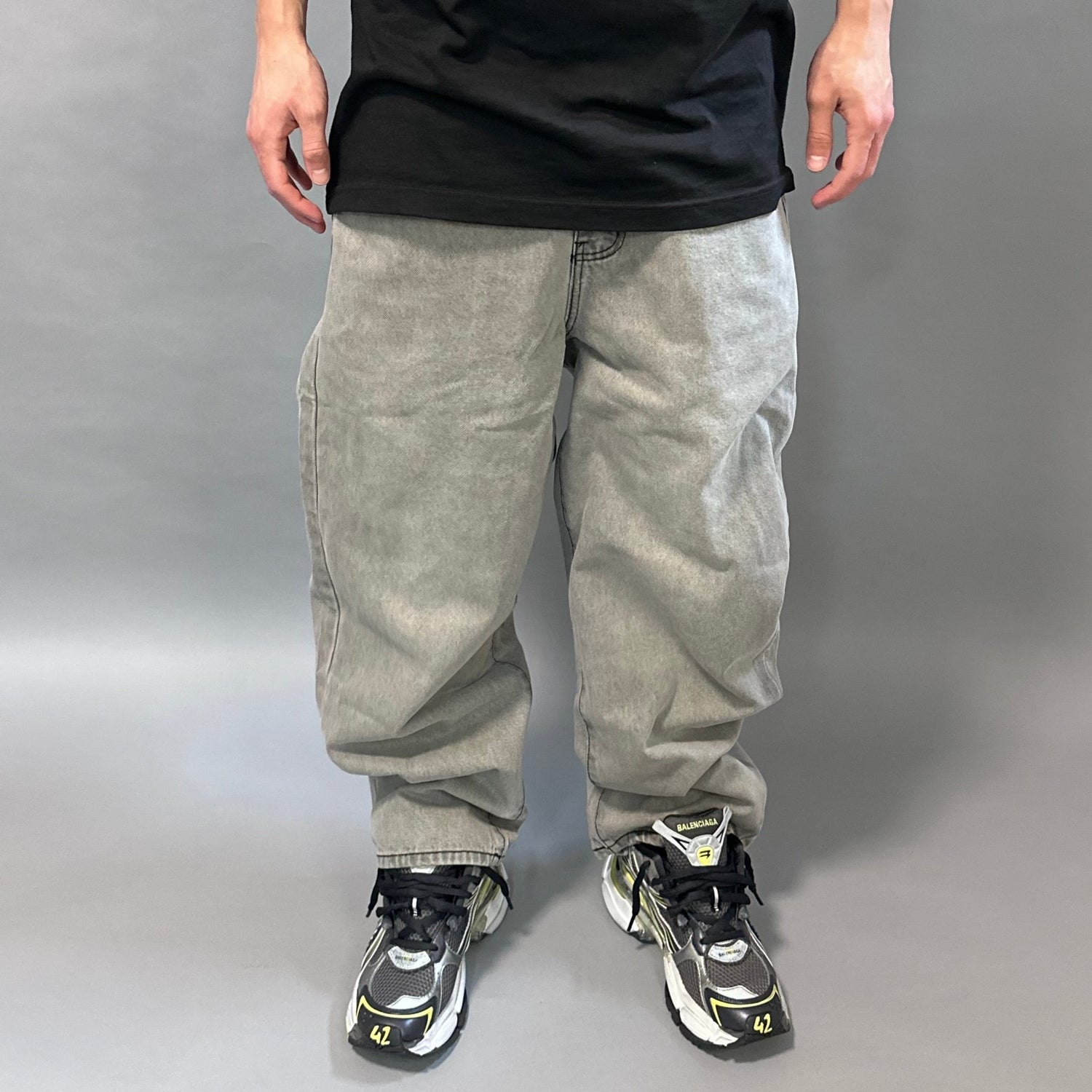 Jeans Balloon Fit Grigio – Washed Denim streetwear - FCS Store