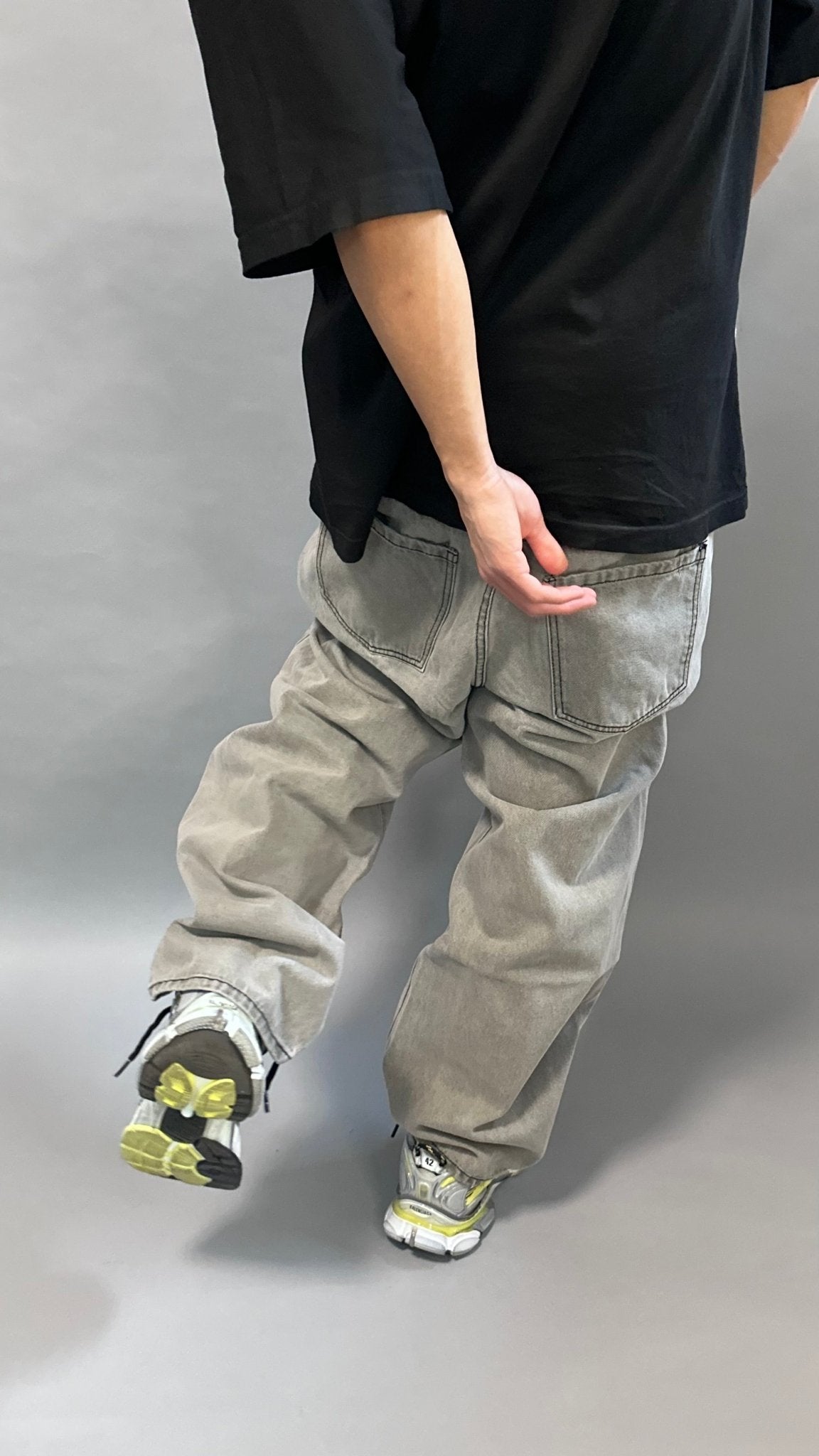 Jeans Balloon Fit Grigio – Washed Denim streetwear - FCS Store